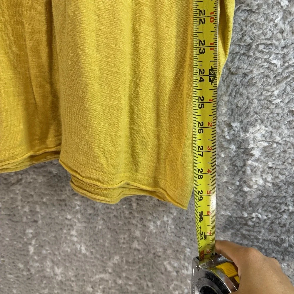 Free People Soak Up The Sun Yellow Eagle Embroidered Tee XS Boho Oversized